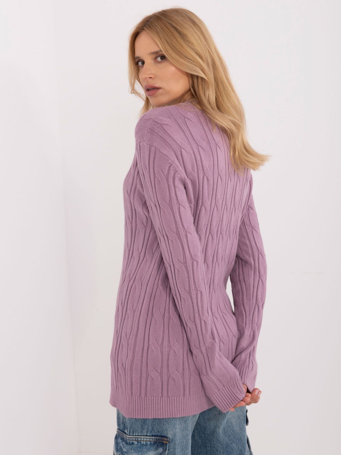 Pulover violet cu mâneci lungi