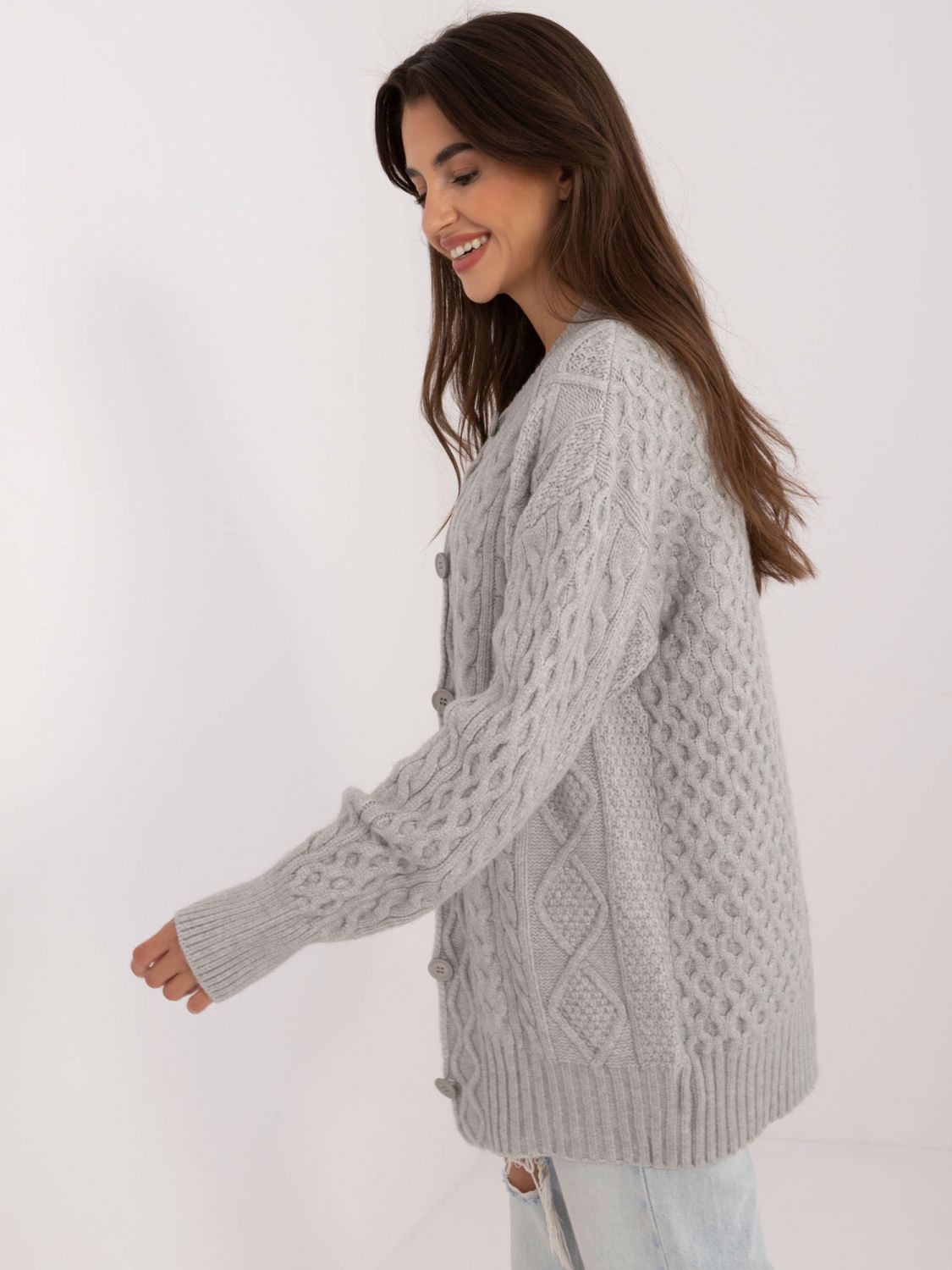 Pulover gri elegant cu mâneci lungi
