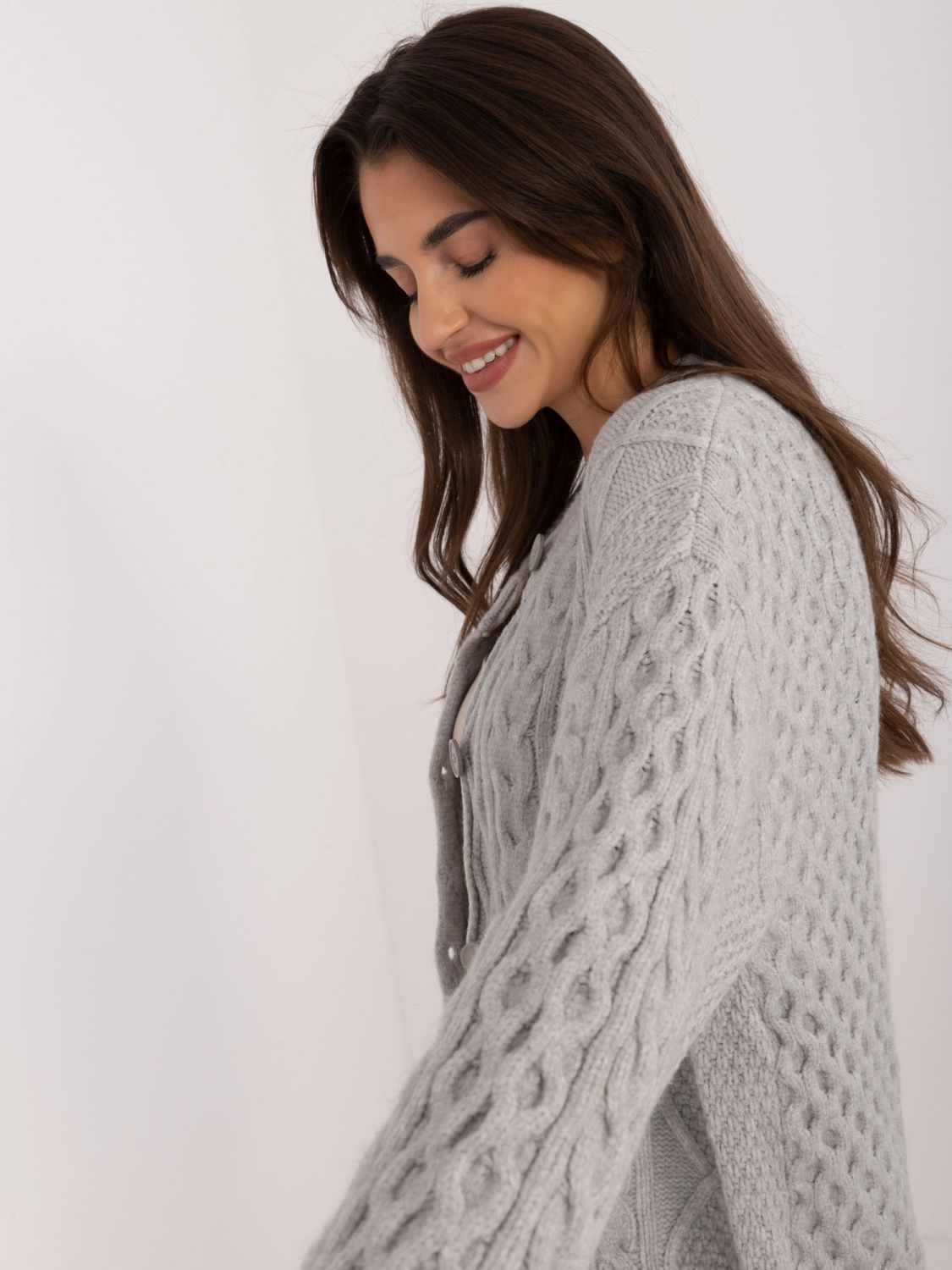 Pulover gri elegant cu mâneci lungi