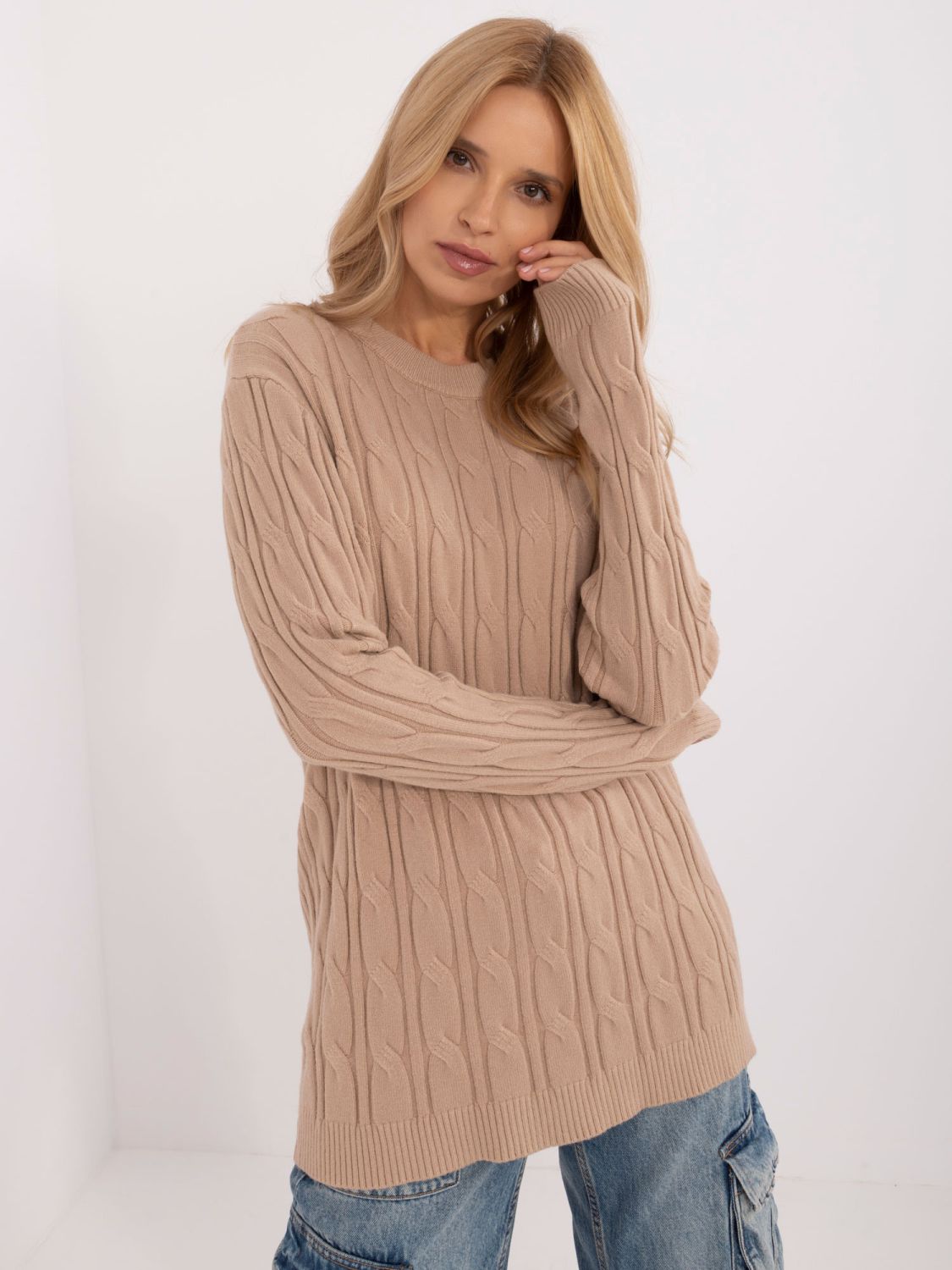 Pulover confortabil în culoarea camel