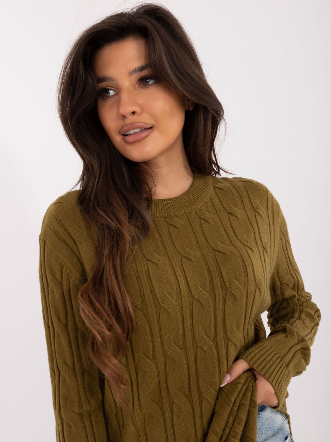 Pulover verde cu mâneci lungi