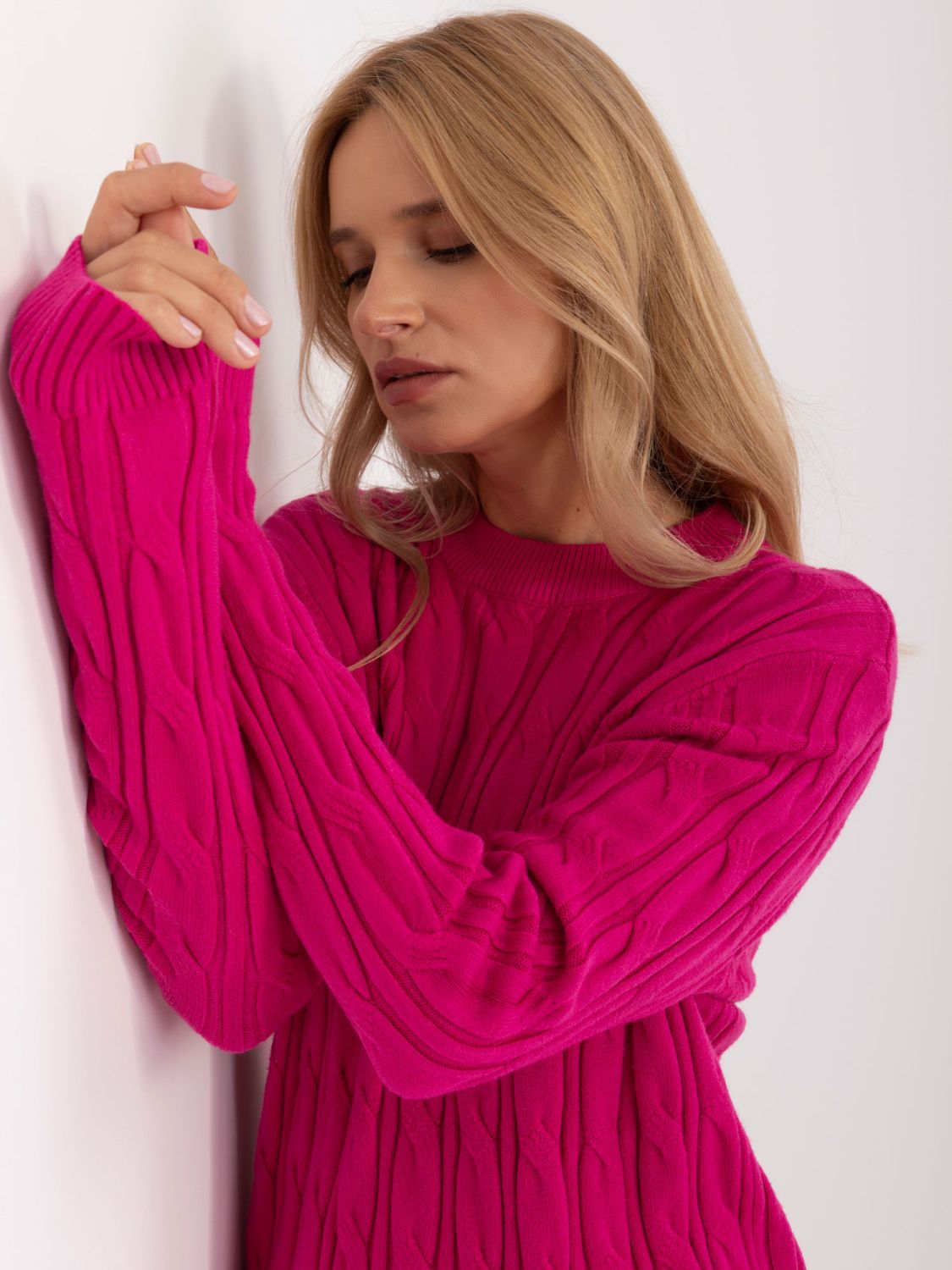 Pulover fucsia cu mâneci lungi