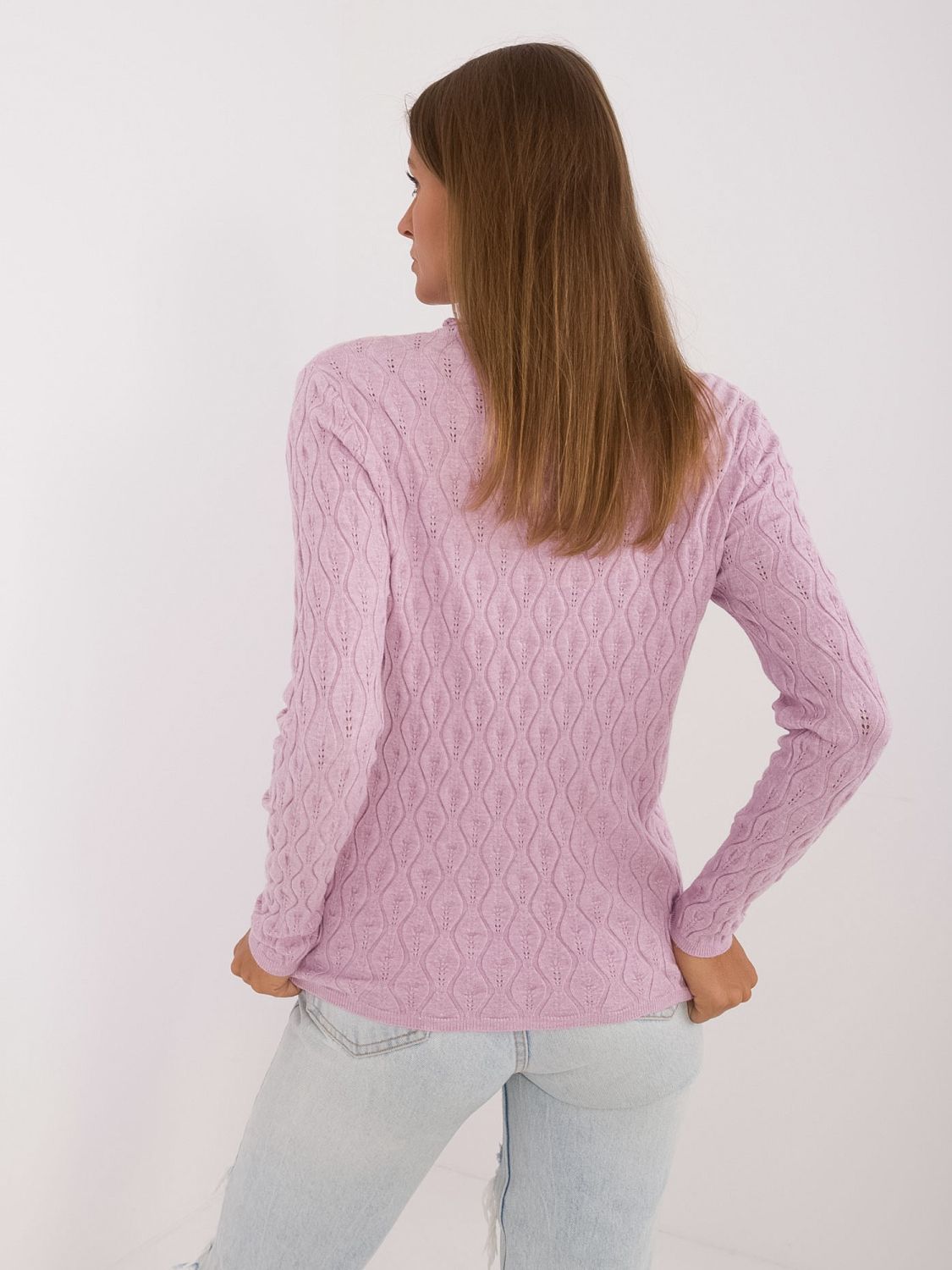 Pulover elegant violet cu guler