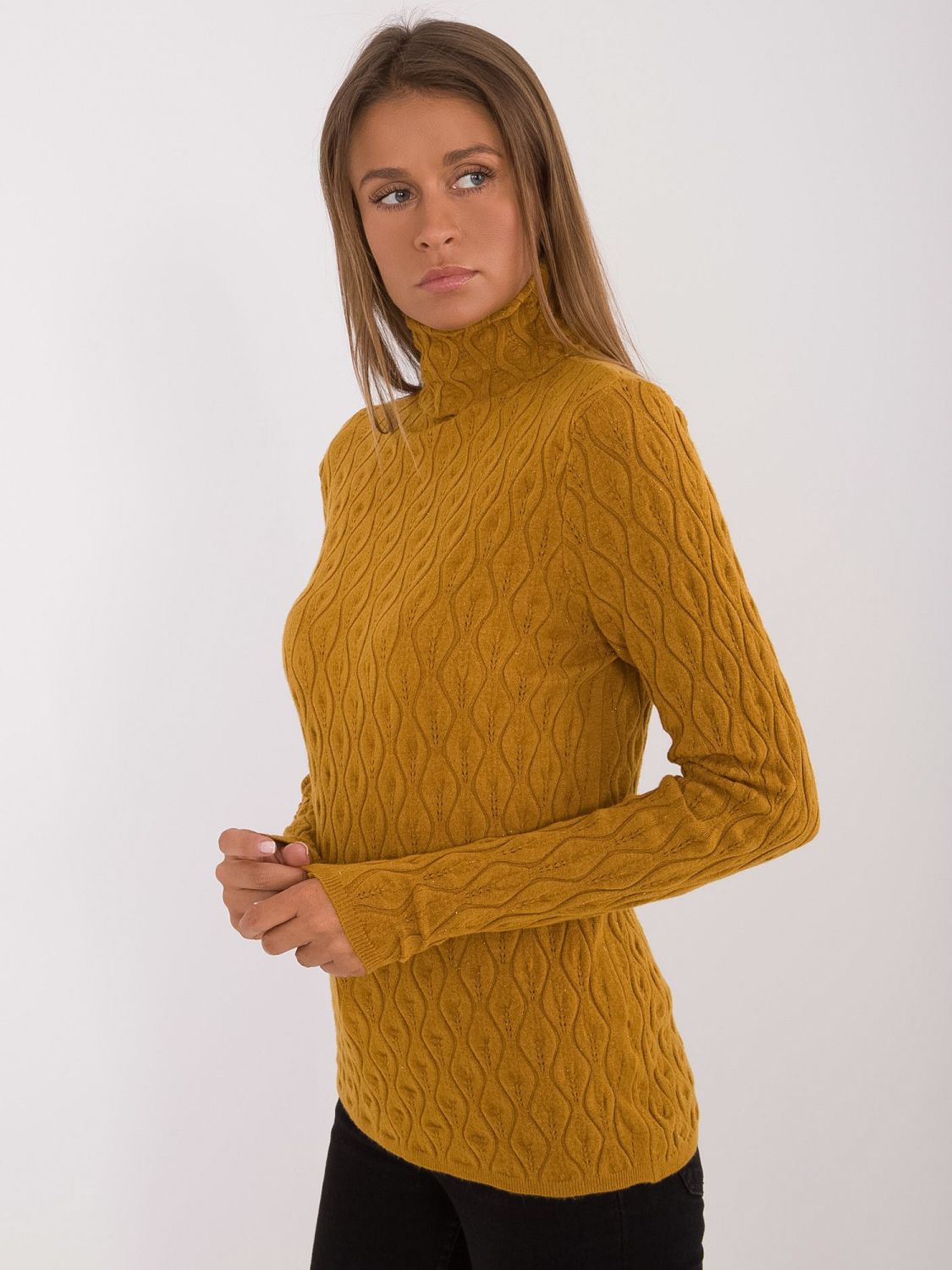 Pulover galben elegant cu guler