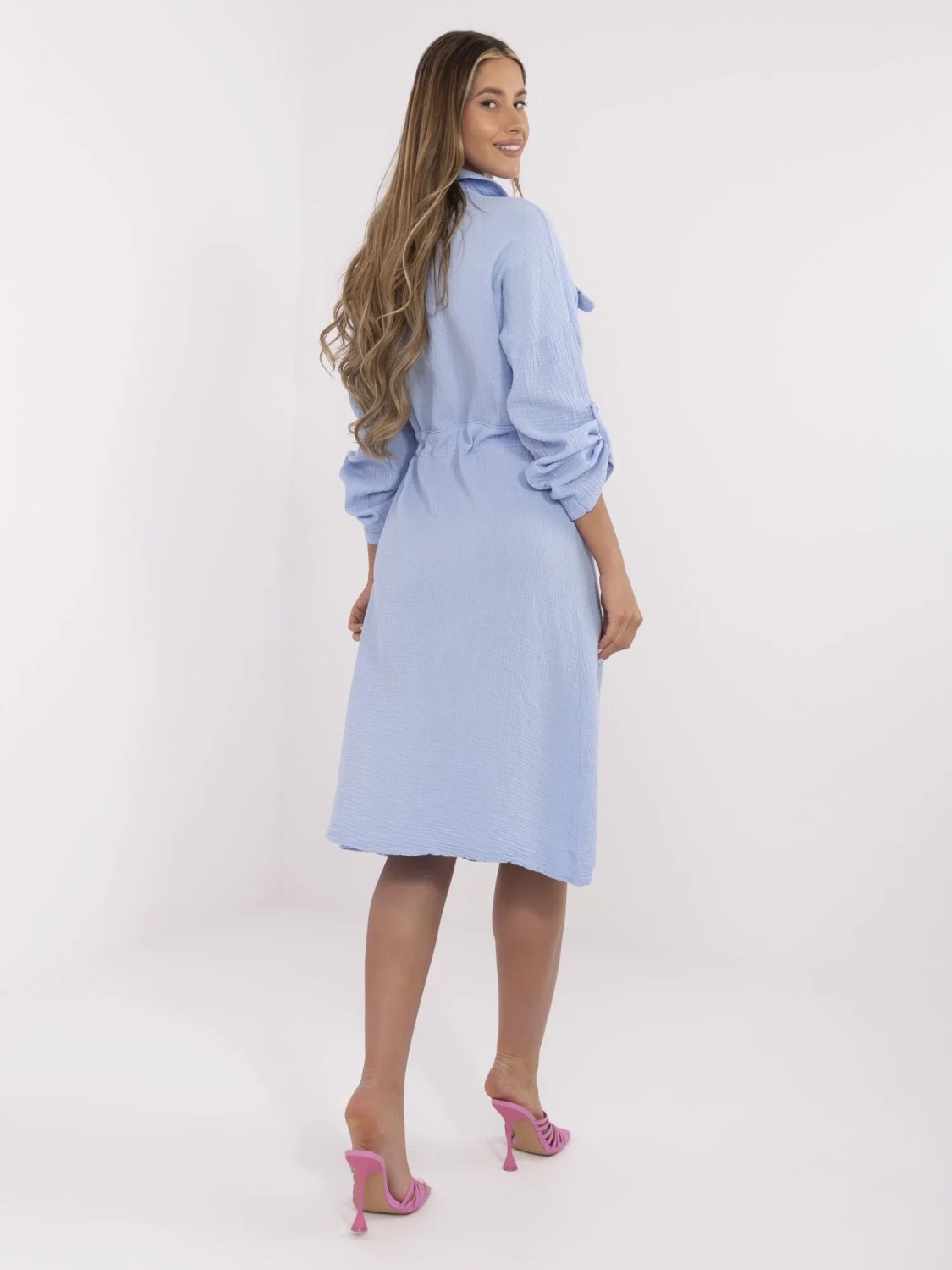 Rochie de vară cămașă în albastru deschis