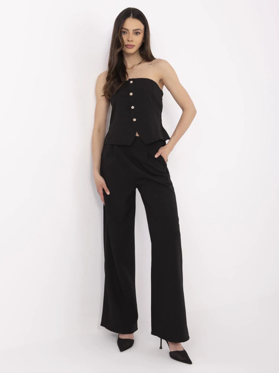 Compleu elegant cu pantaloni largi