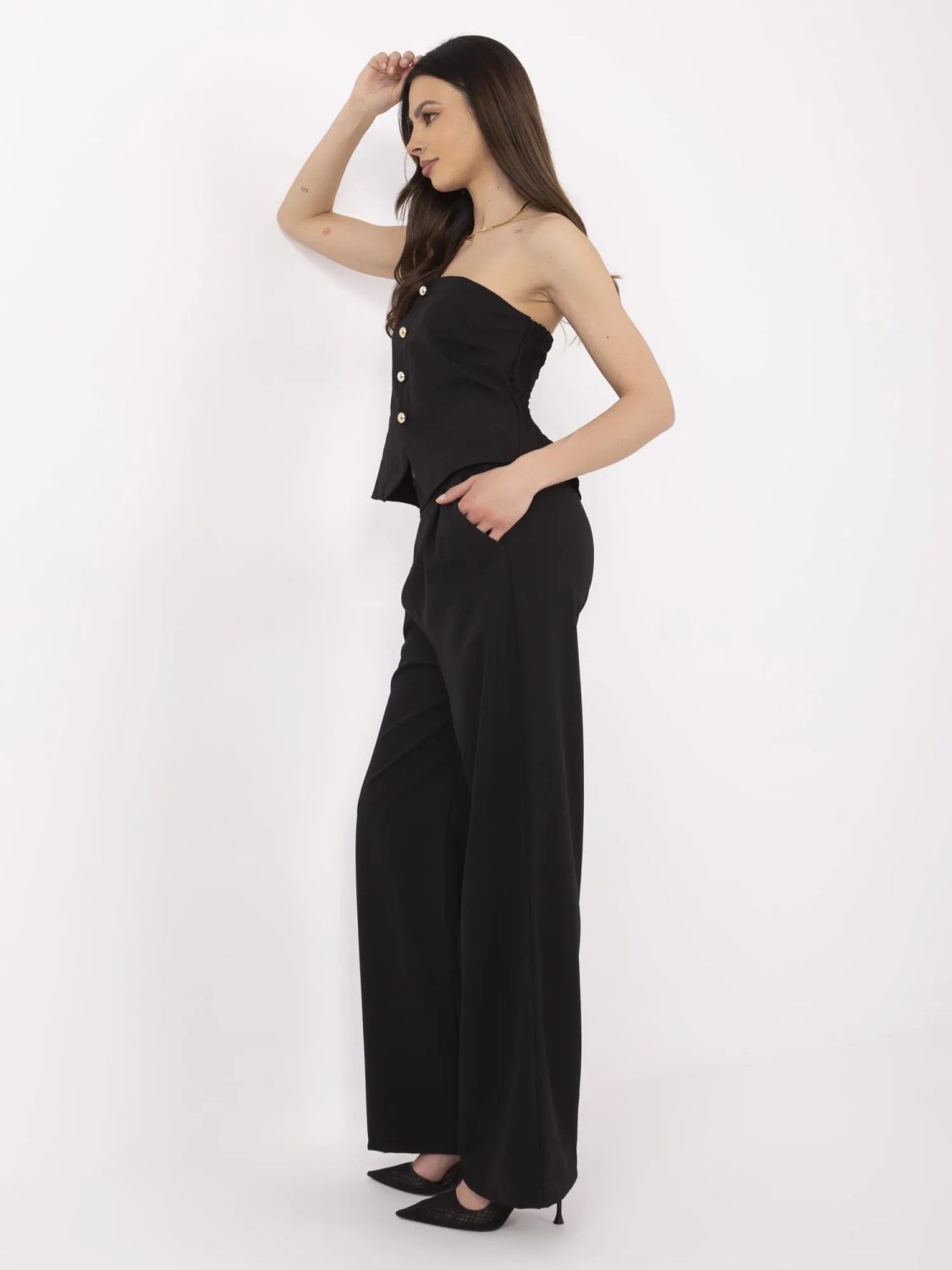 Compleu elegant cu pantaloni largi