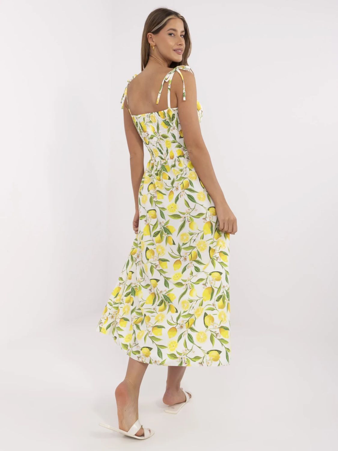 Rochie maxi cu croi evazat în ecru