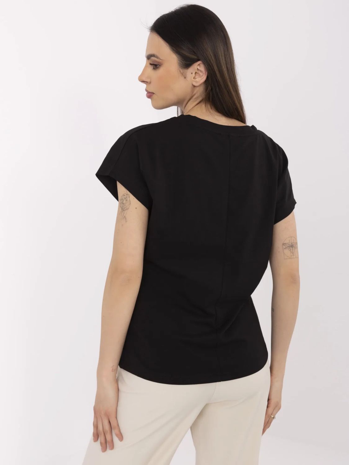 Tricou negru elegant cu mânecă scurtă