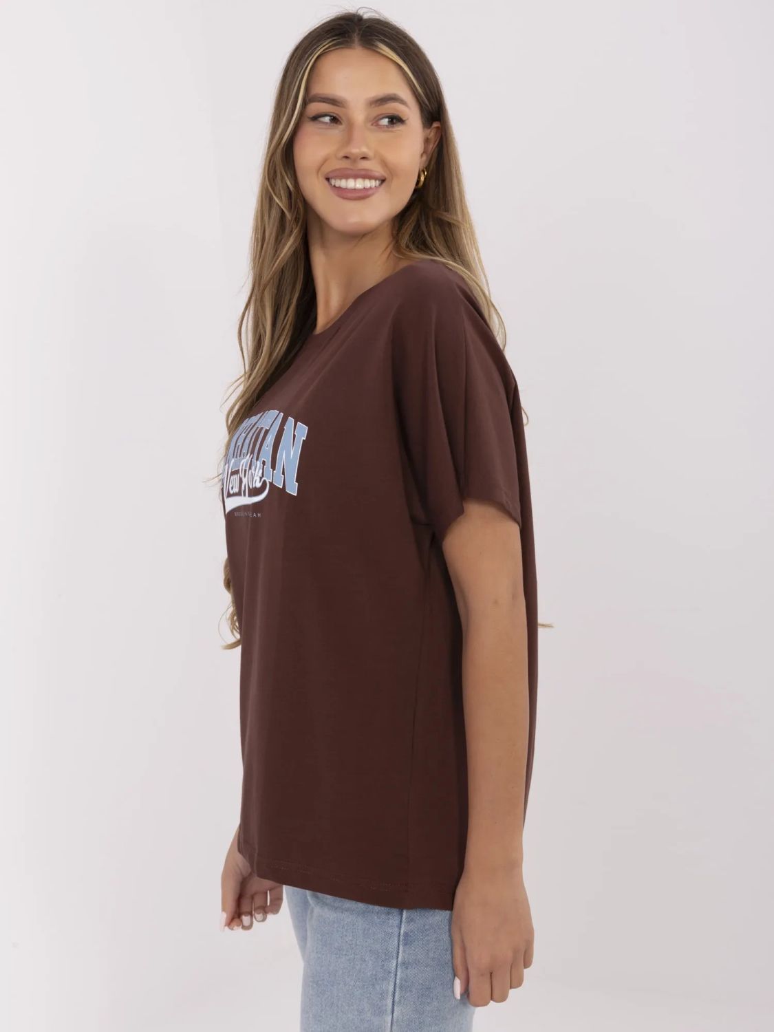 Tricou elegant maro cu mânecă scurtă