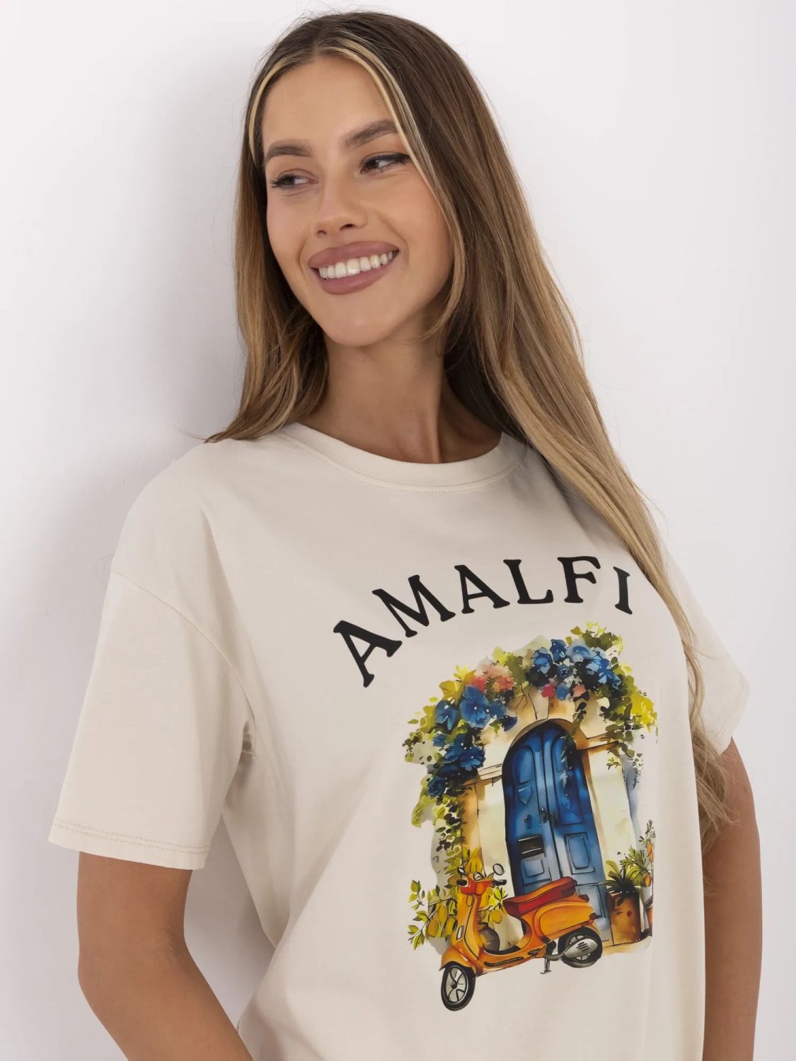 Tricou bej cu imprimeu