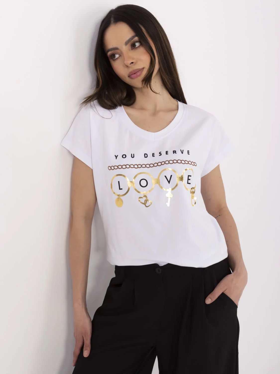 Tricou alb cu mânecă scurtă