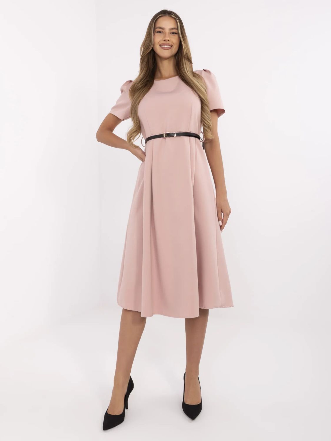 Rochie elegantă midi în roz închis