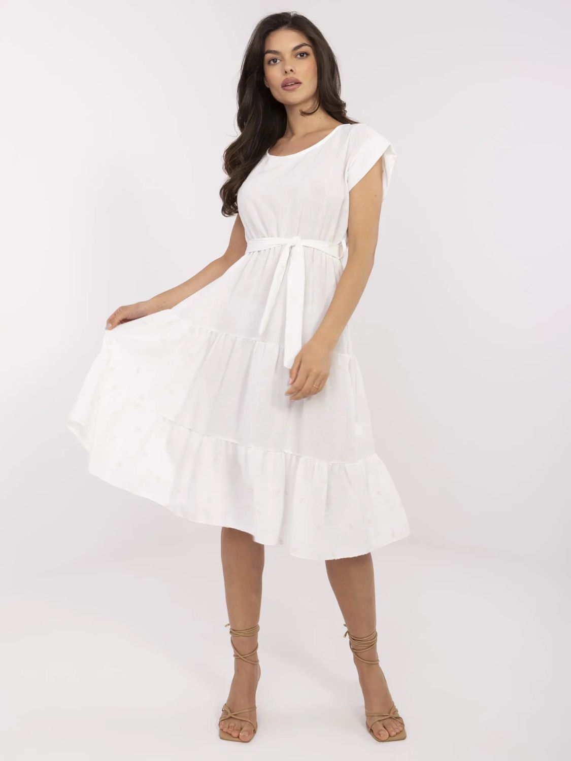 Rochie de vară evazată în ecru