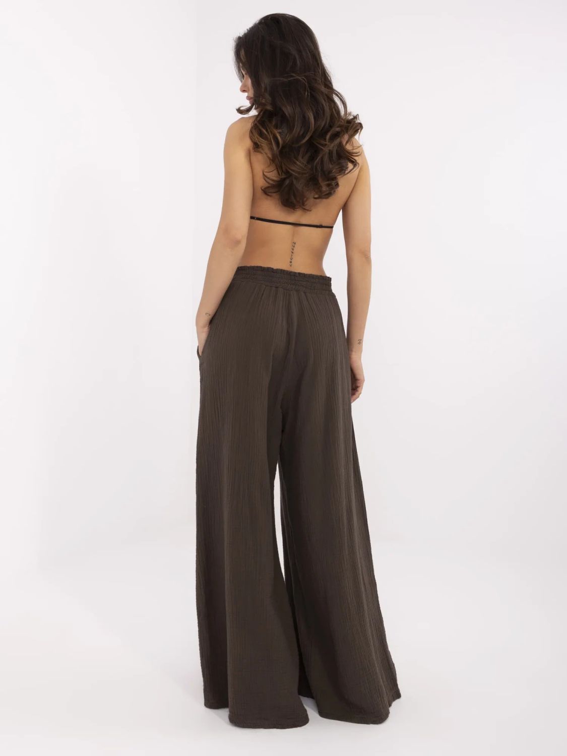 Pantaloni palazzo maro eleganți