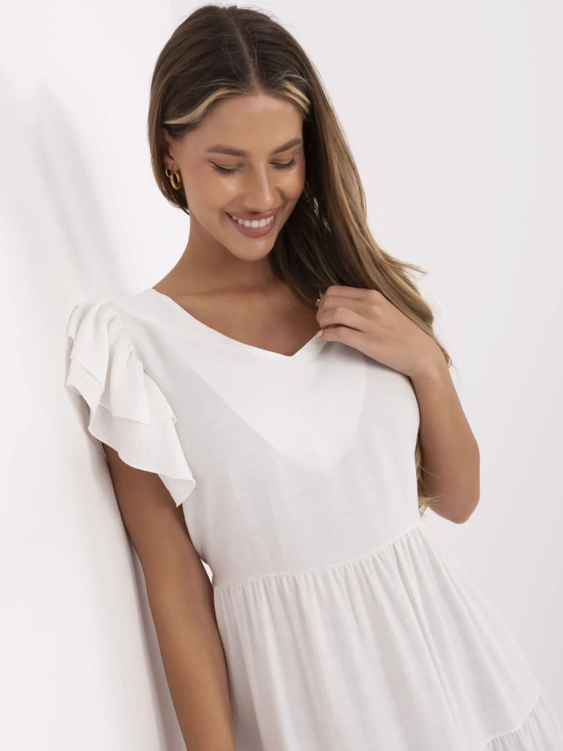Rochie midi elegantă cu volane