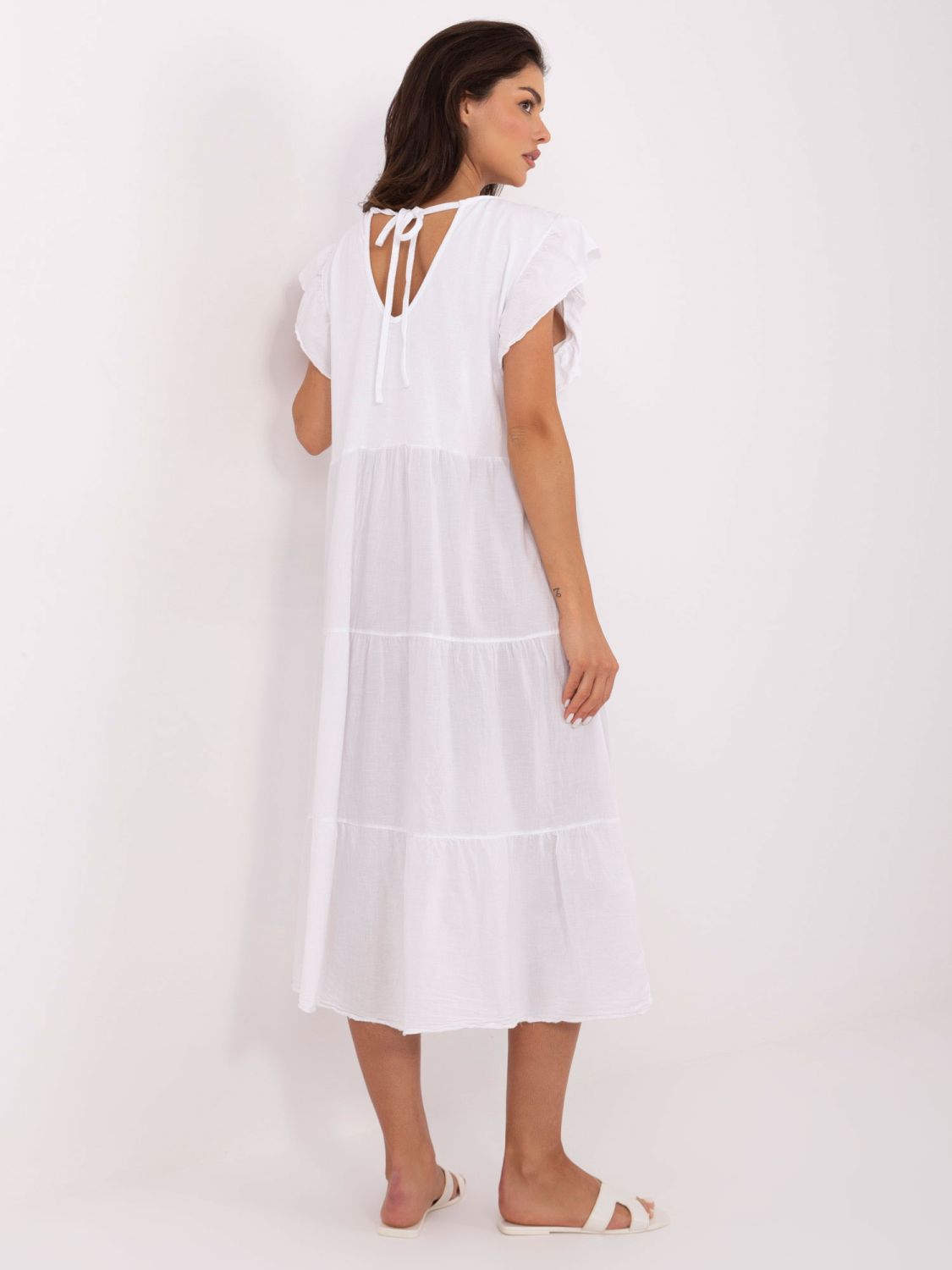 Rochie albă oversize cu volan