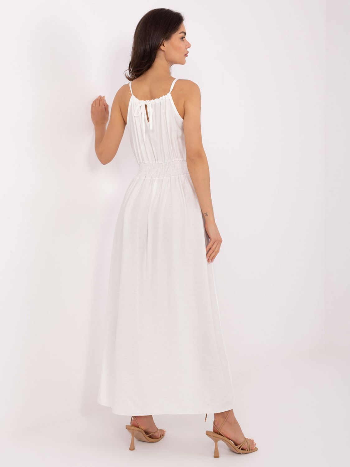 Rochie maxi albă cu legare