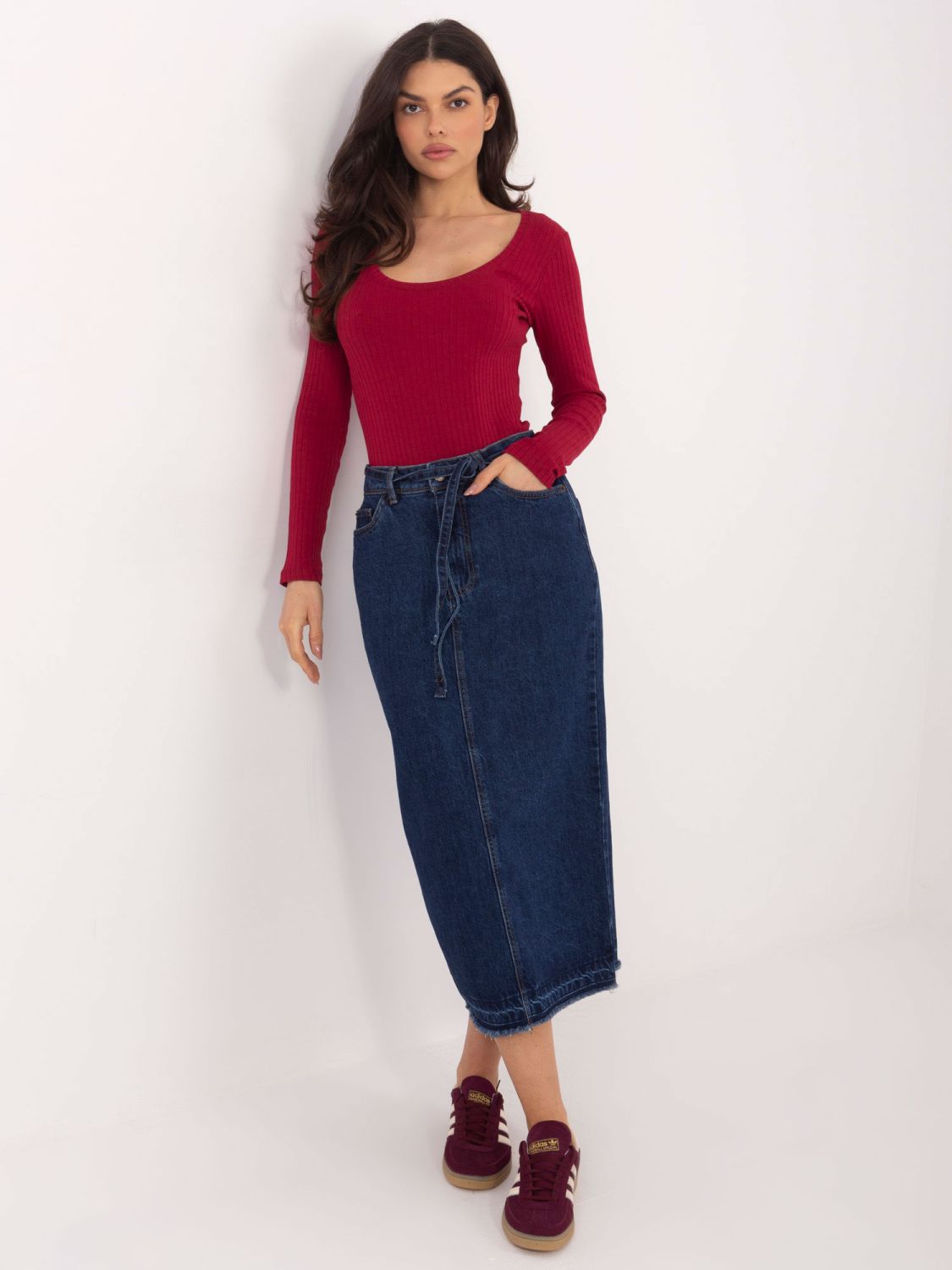 Body bordo reiat cu mânecă lungă