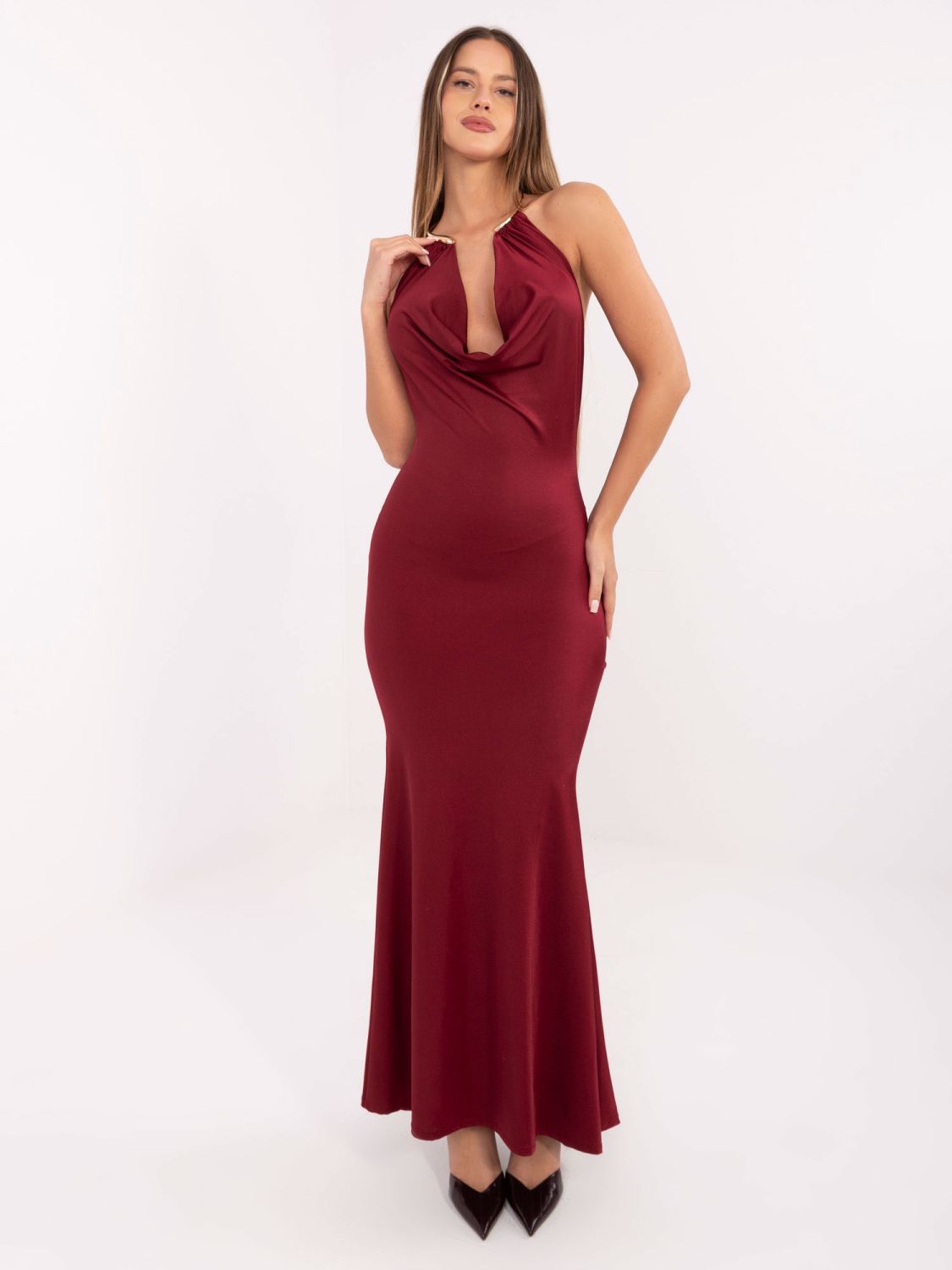 Rochie maxi elegantă bordo