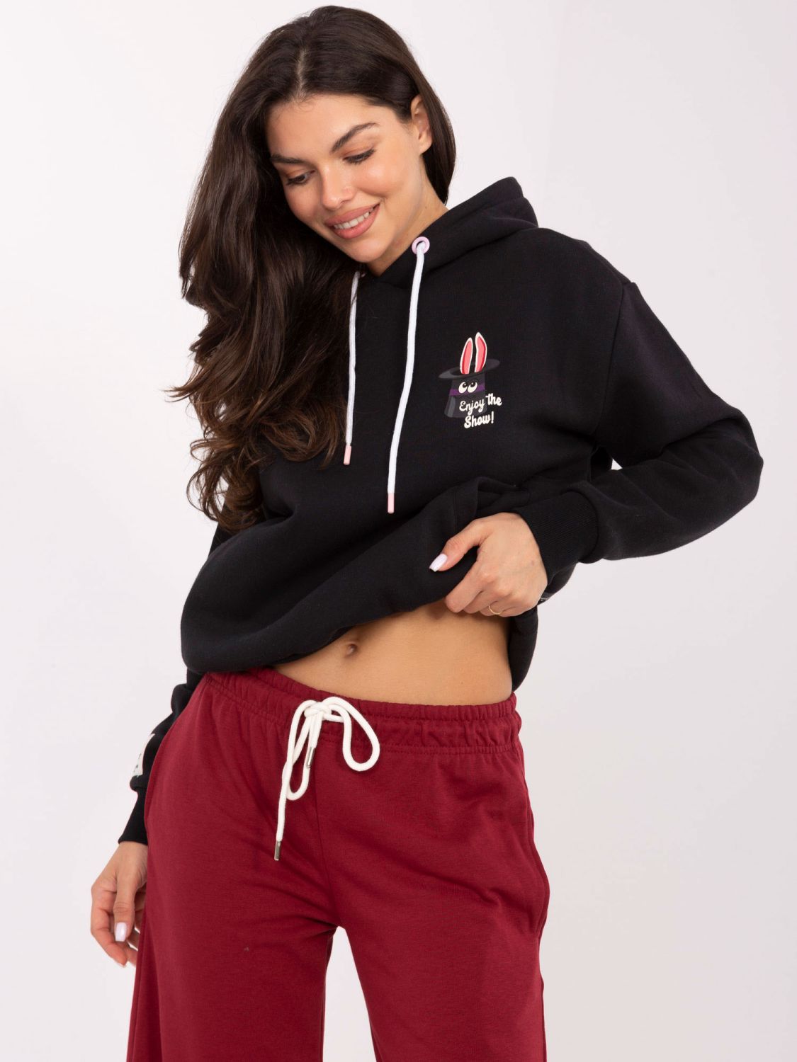 Pantaloni de trening bordo cu croială largă