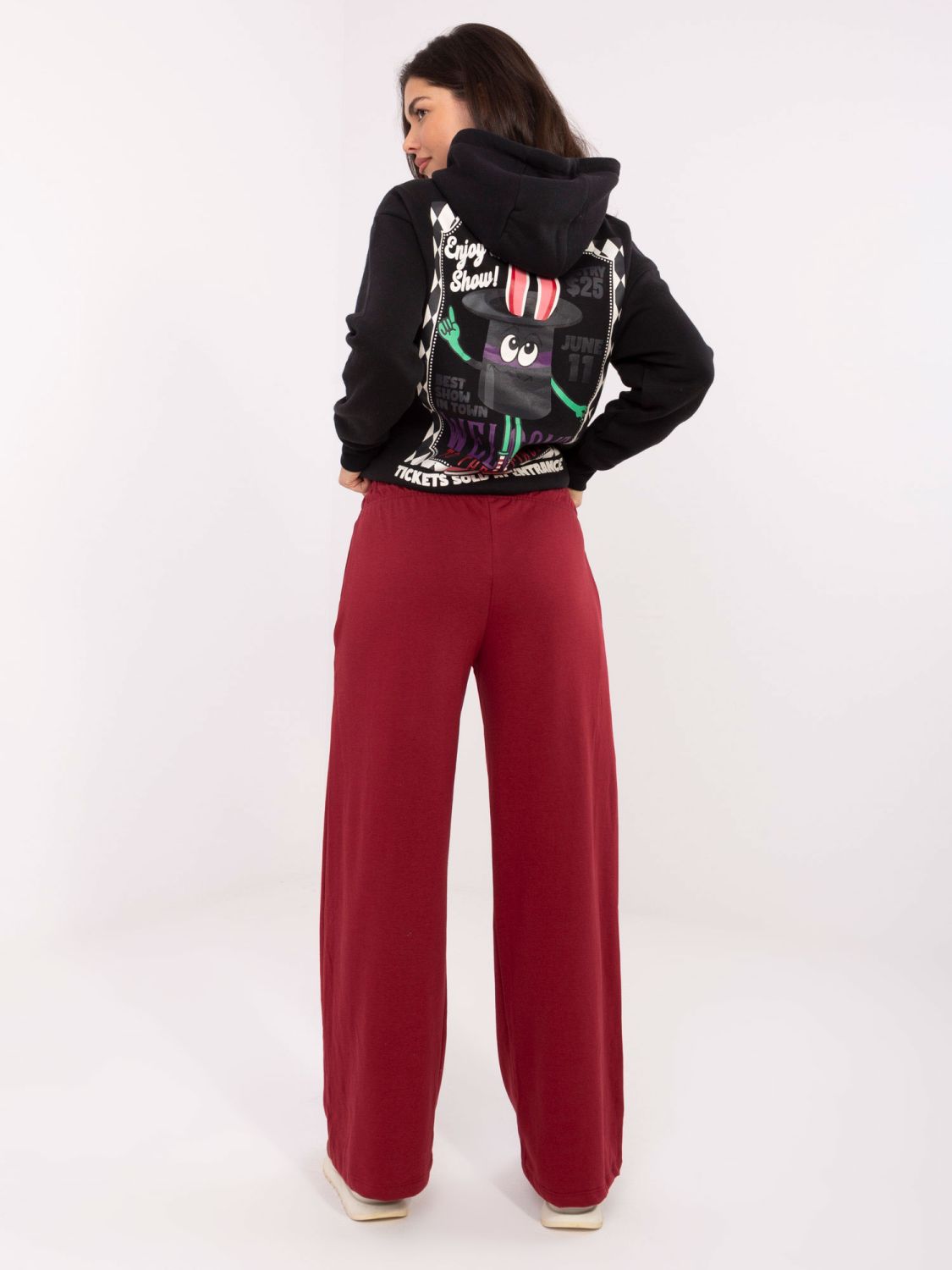 Pantaloni de trening bordo cu croială largă