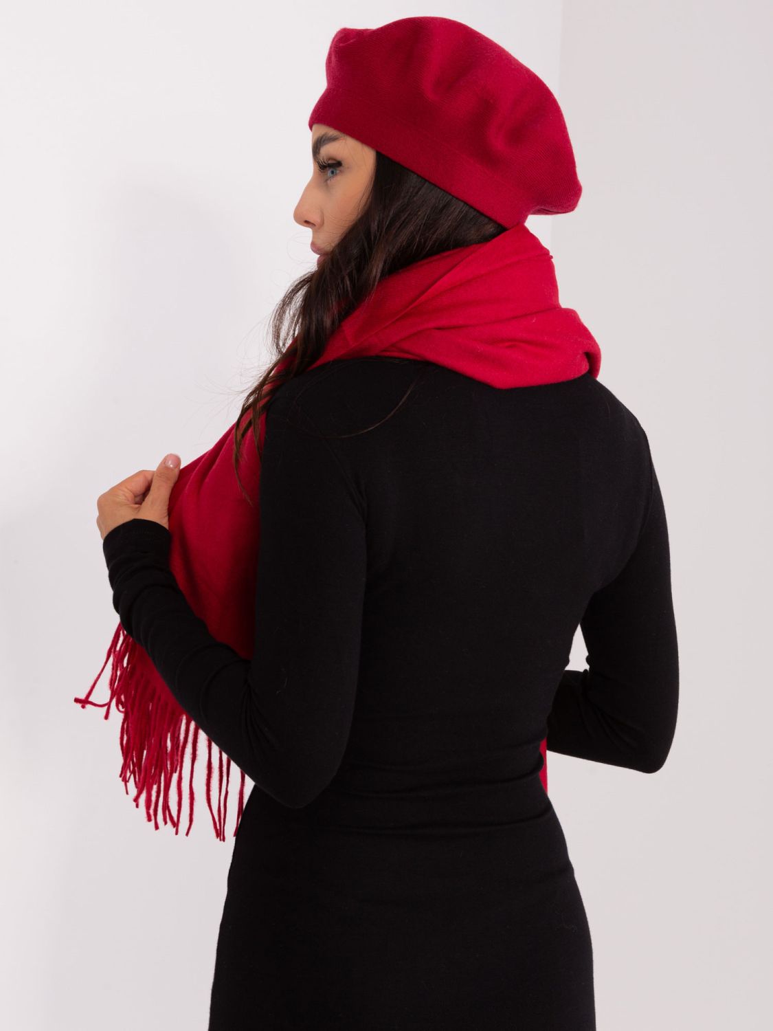 Eșarfă tricotată bordo