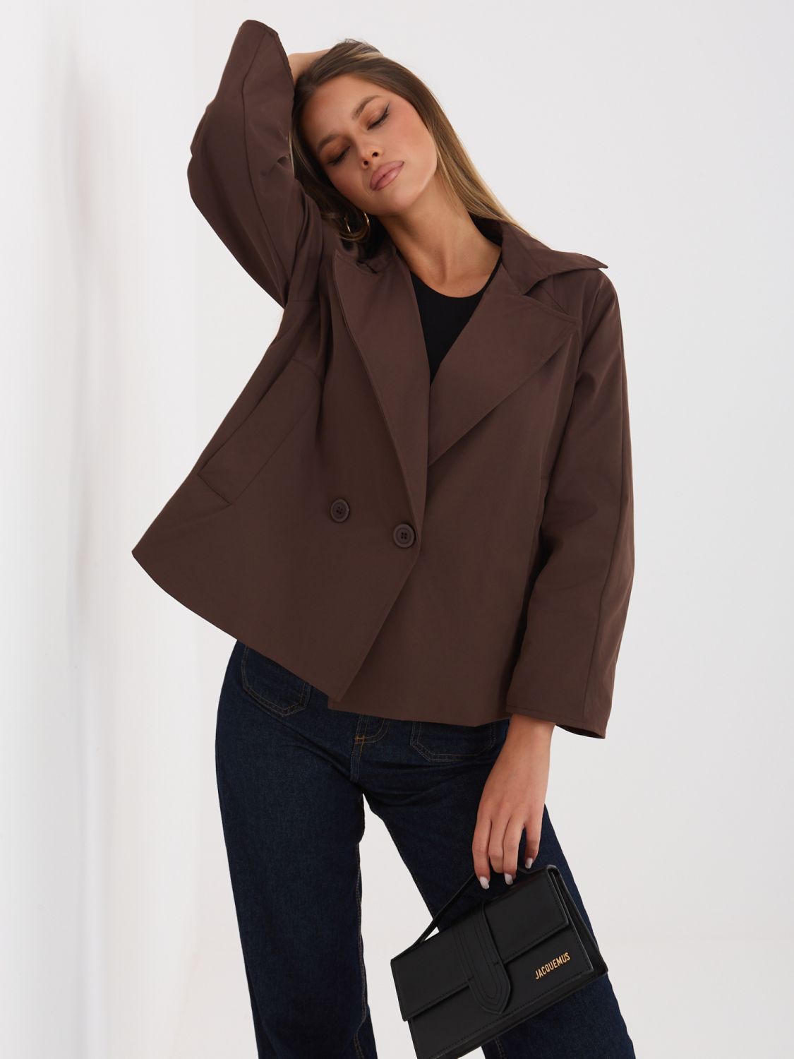 Palton scurt de tranziție cu căptușeală, maro