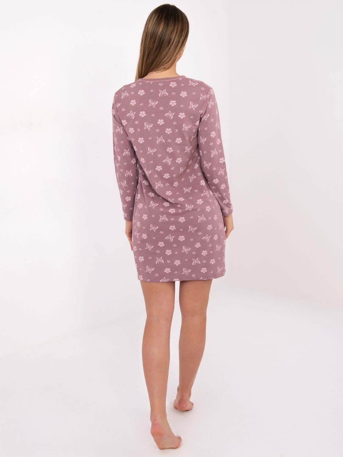 Cămașă de noapte cu mâneci lungi, roz închis