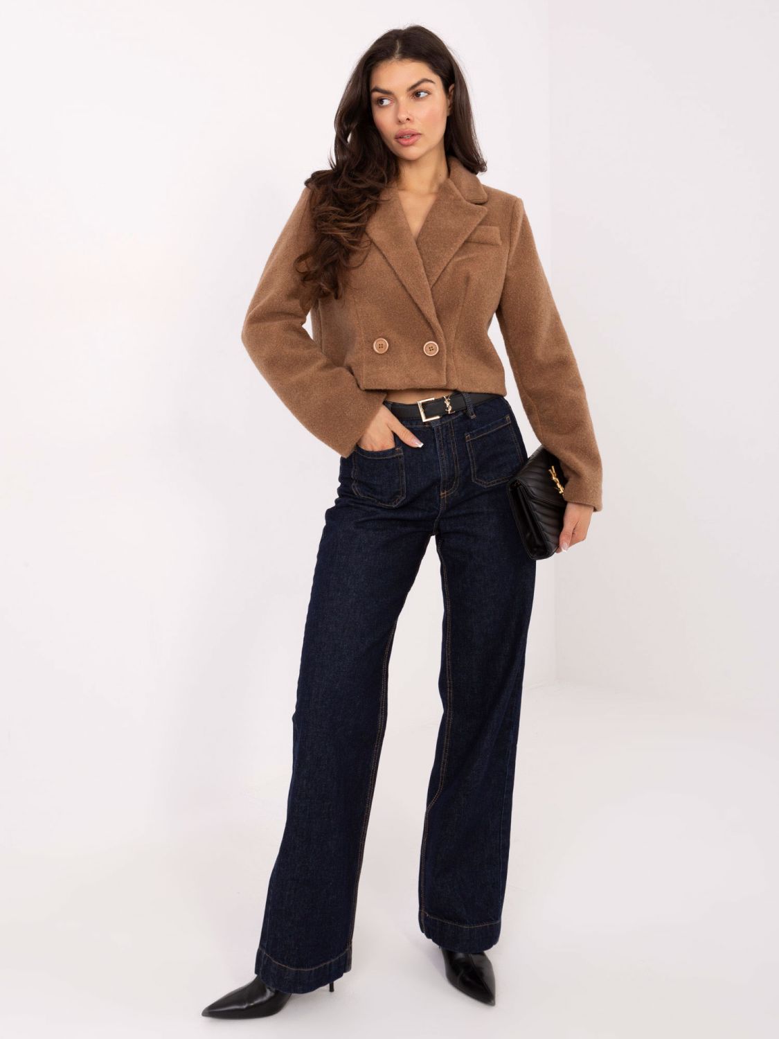 Palton scurt elegant camel