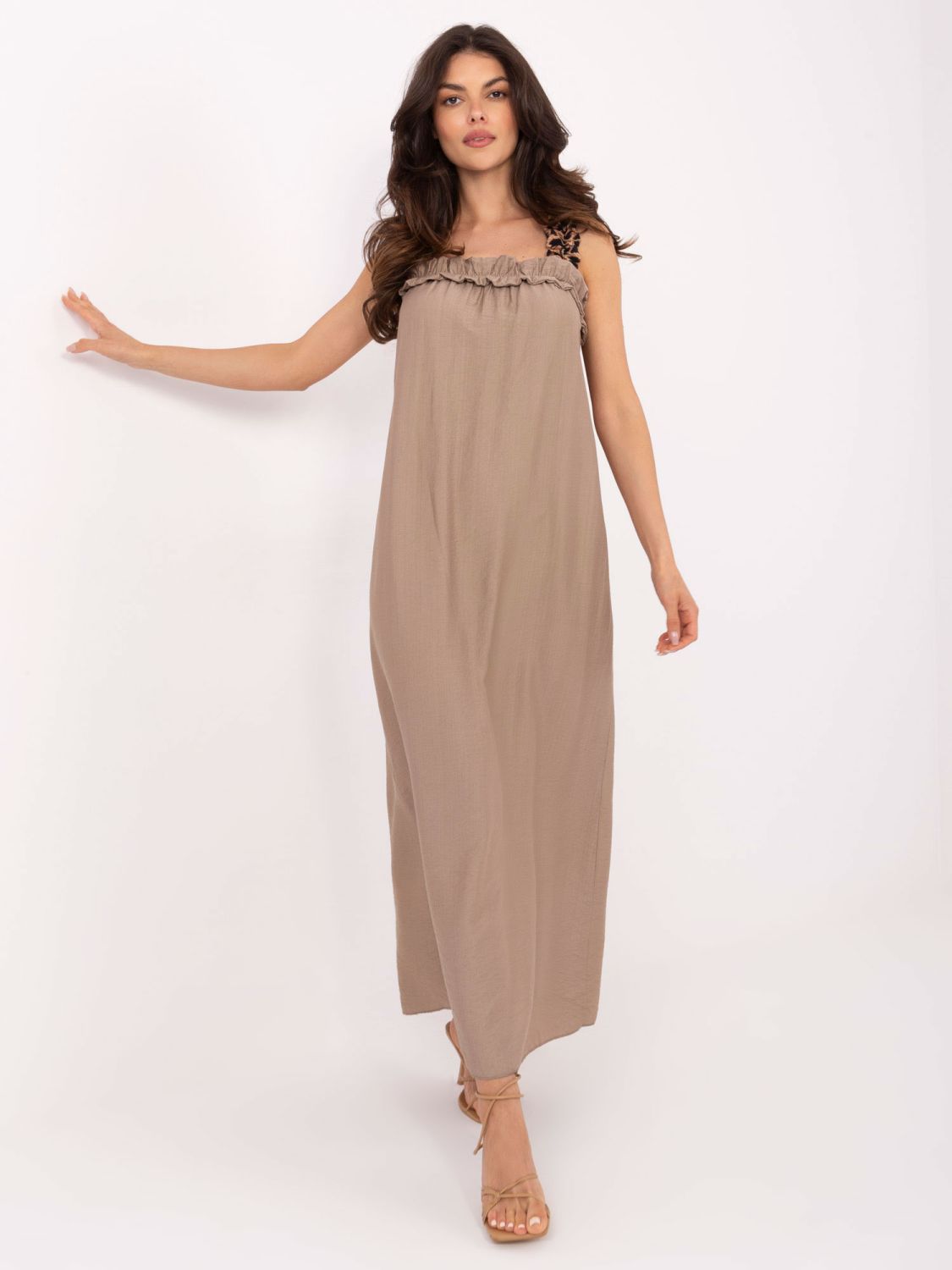 Rochie maxi în culoare bej