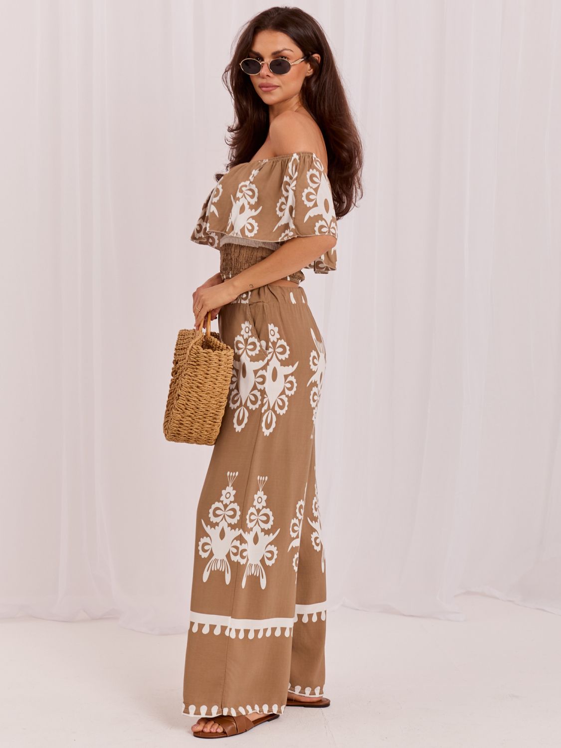 Set bej boho cu imprimeu