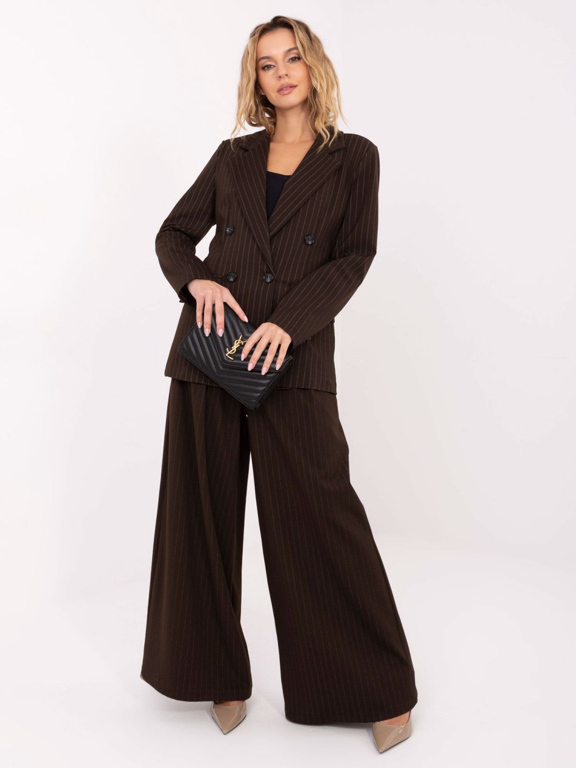 Sacou elegant maro cu dungi