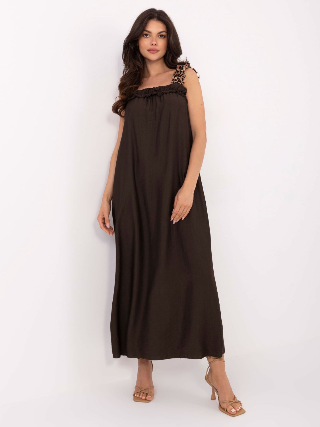 Rochie maxi în maro închis