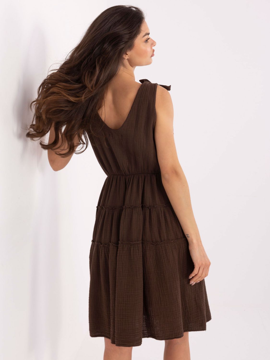 Rochie de vară evazată în culoare maro închis