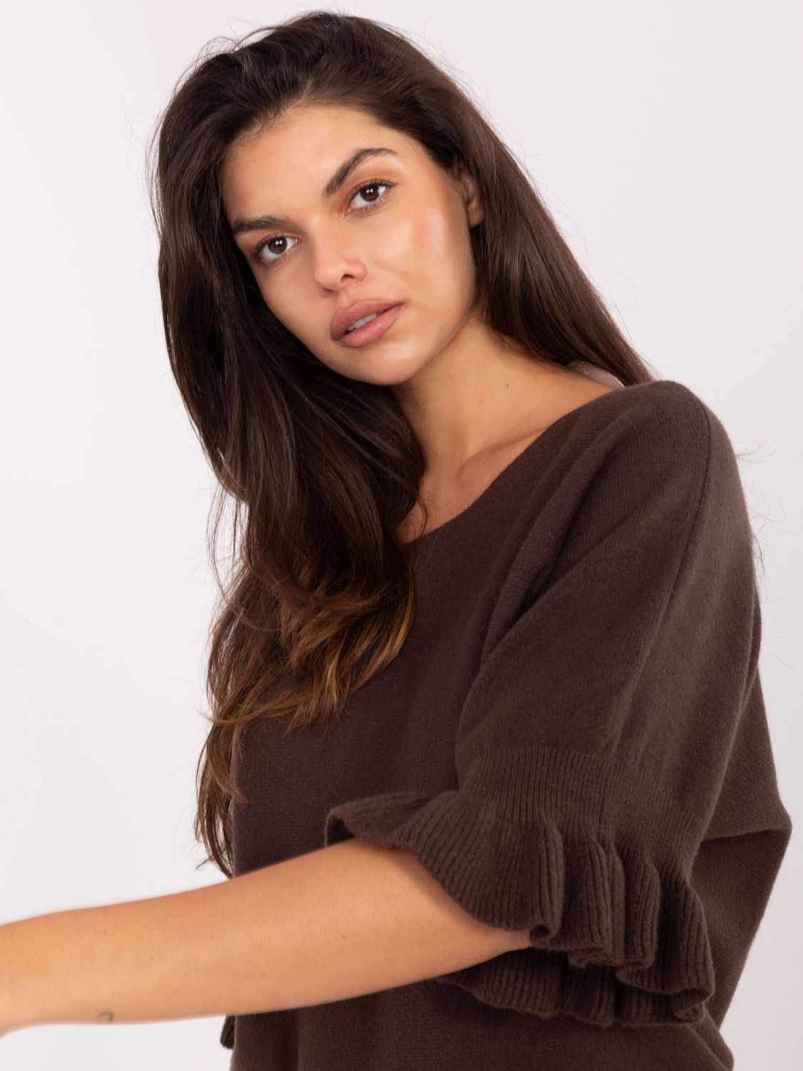 Pulover elegant maro cu mâneci 3/4