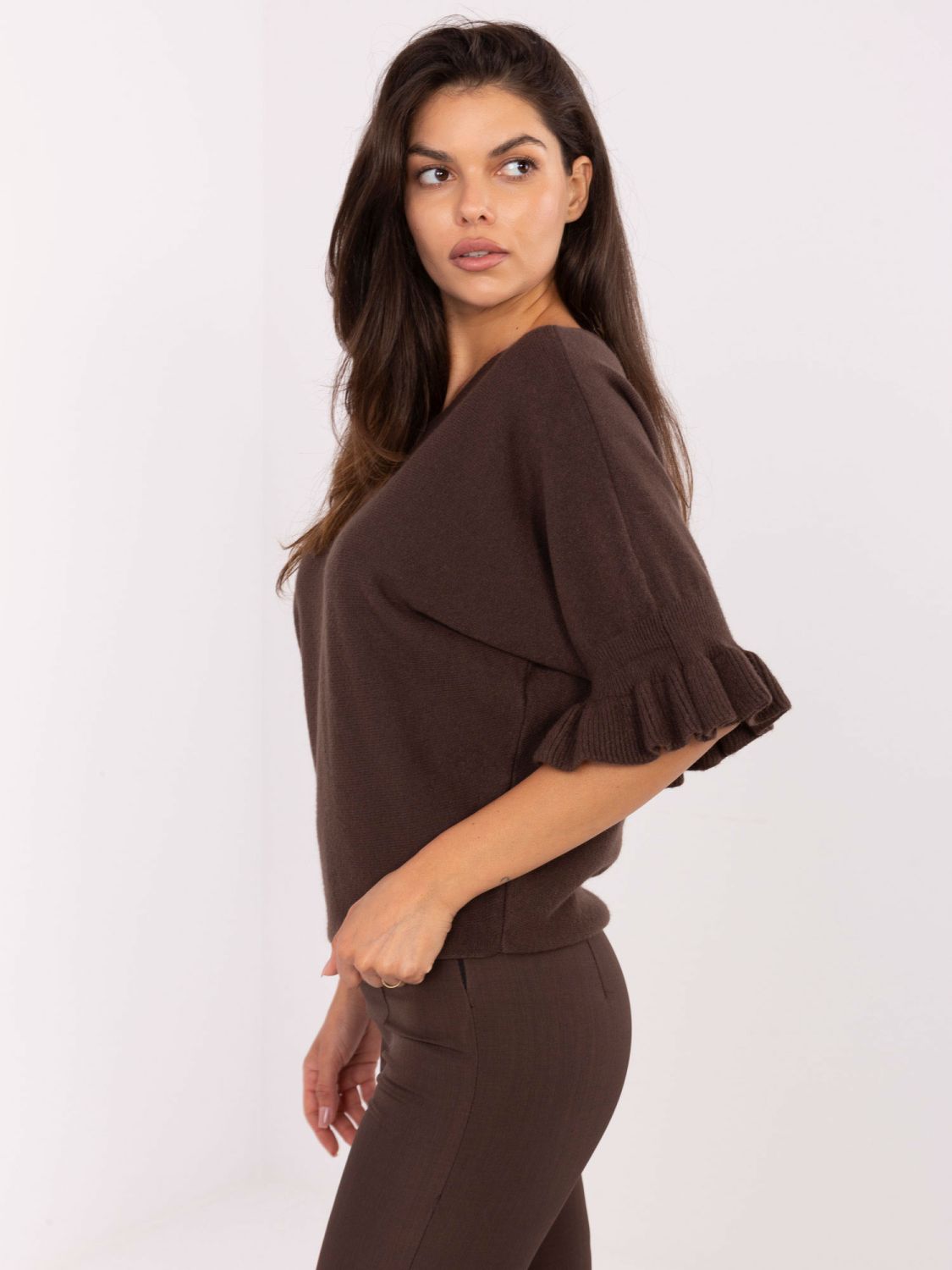 Pulover elegant maro cu mâneci 3/4