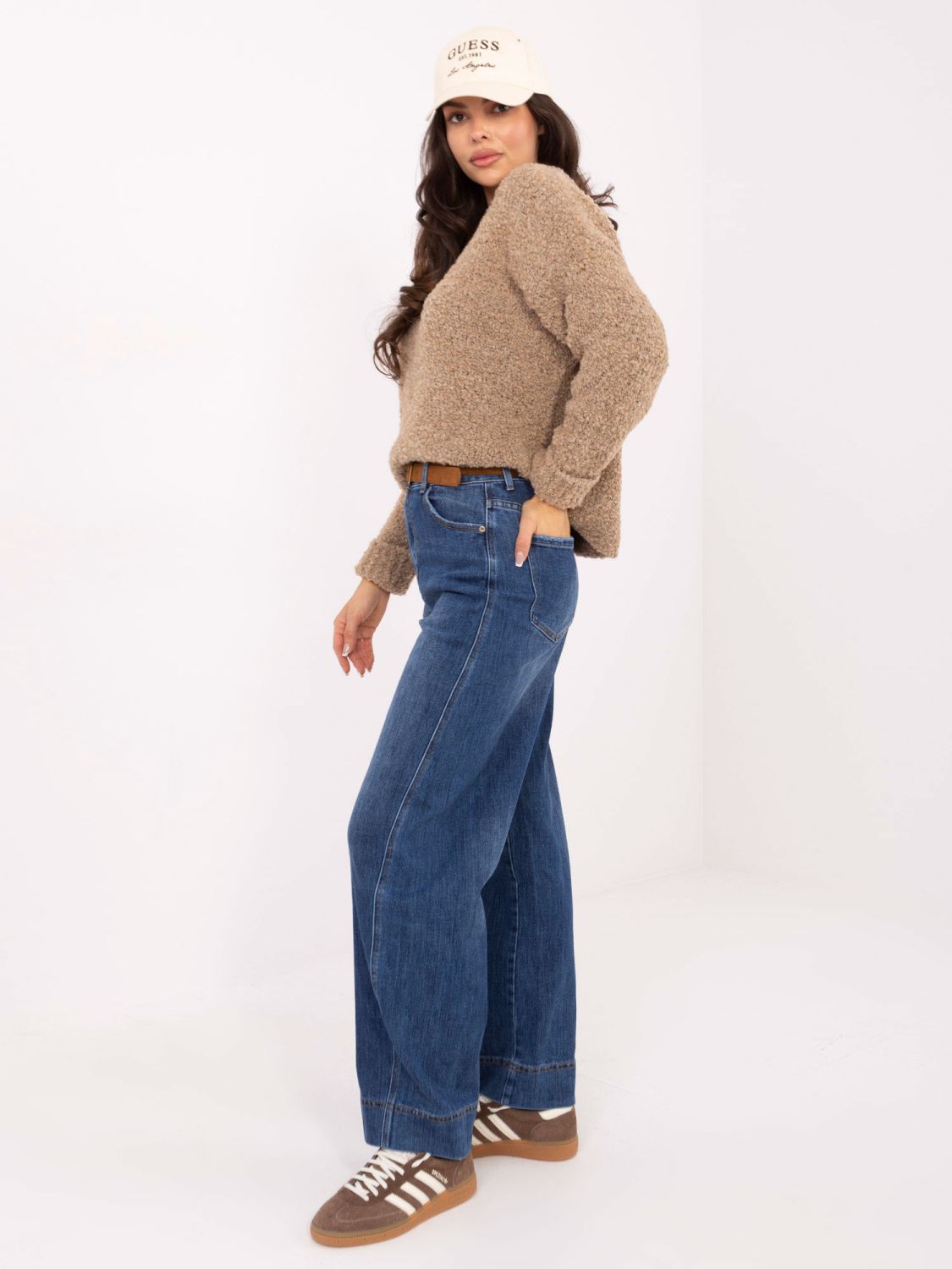 Blugi damă balloon fit cu talie înaltă, albastru închis