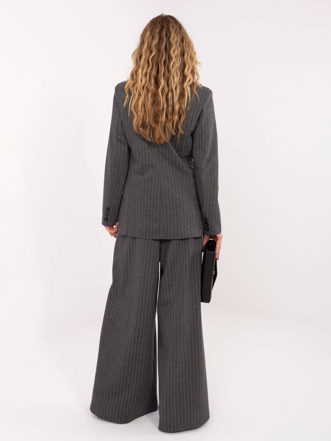 Sacou elegant cu dungi, gri închis