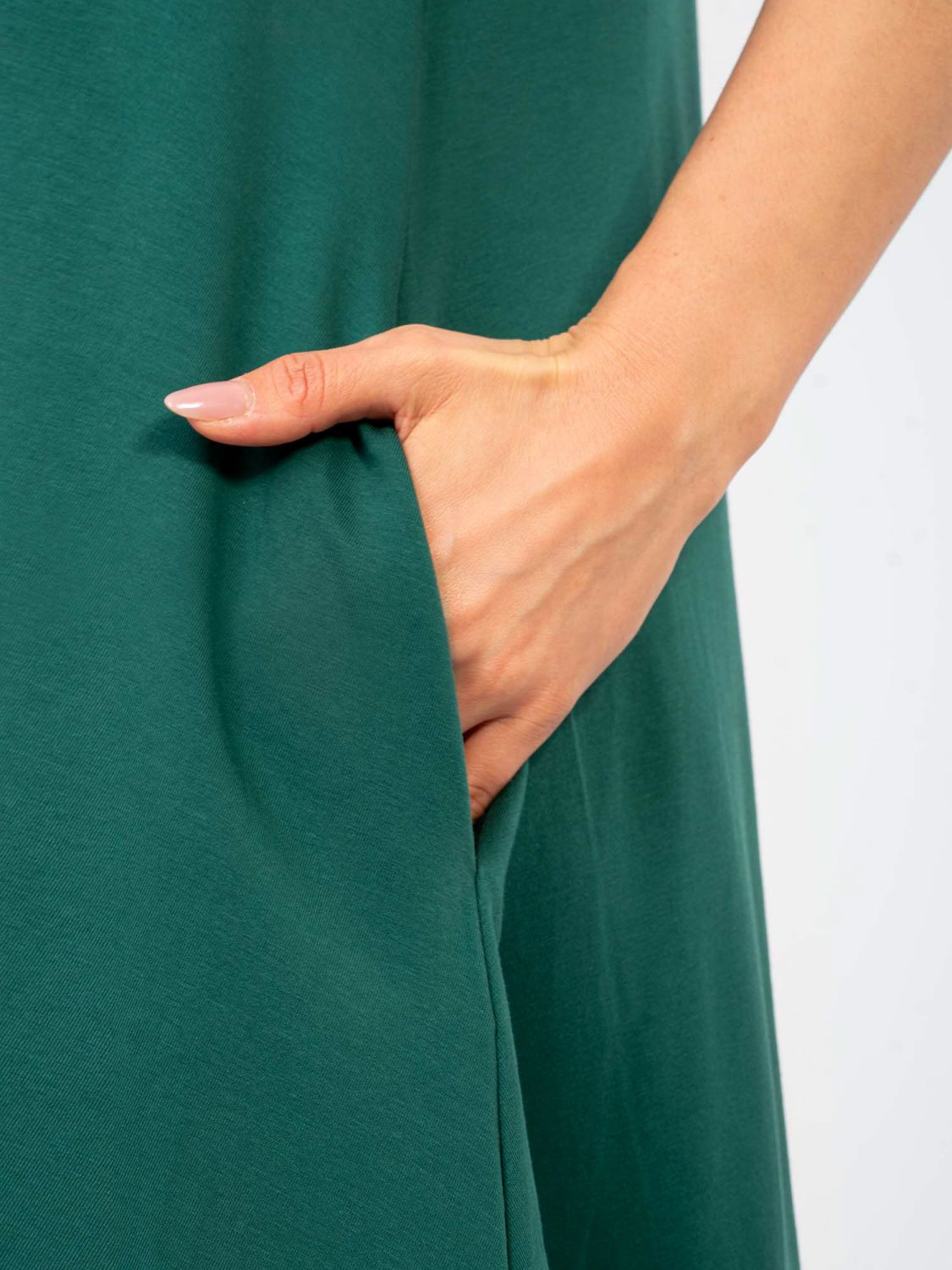 Rochie maxi de vară verde închis cu bretele reglabile