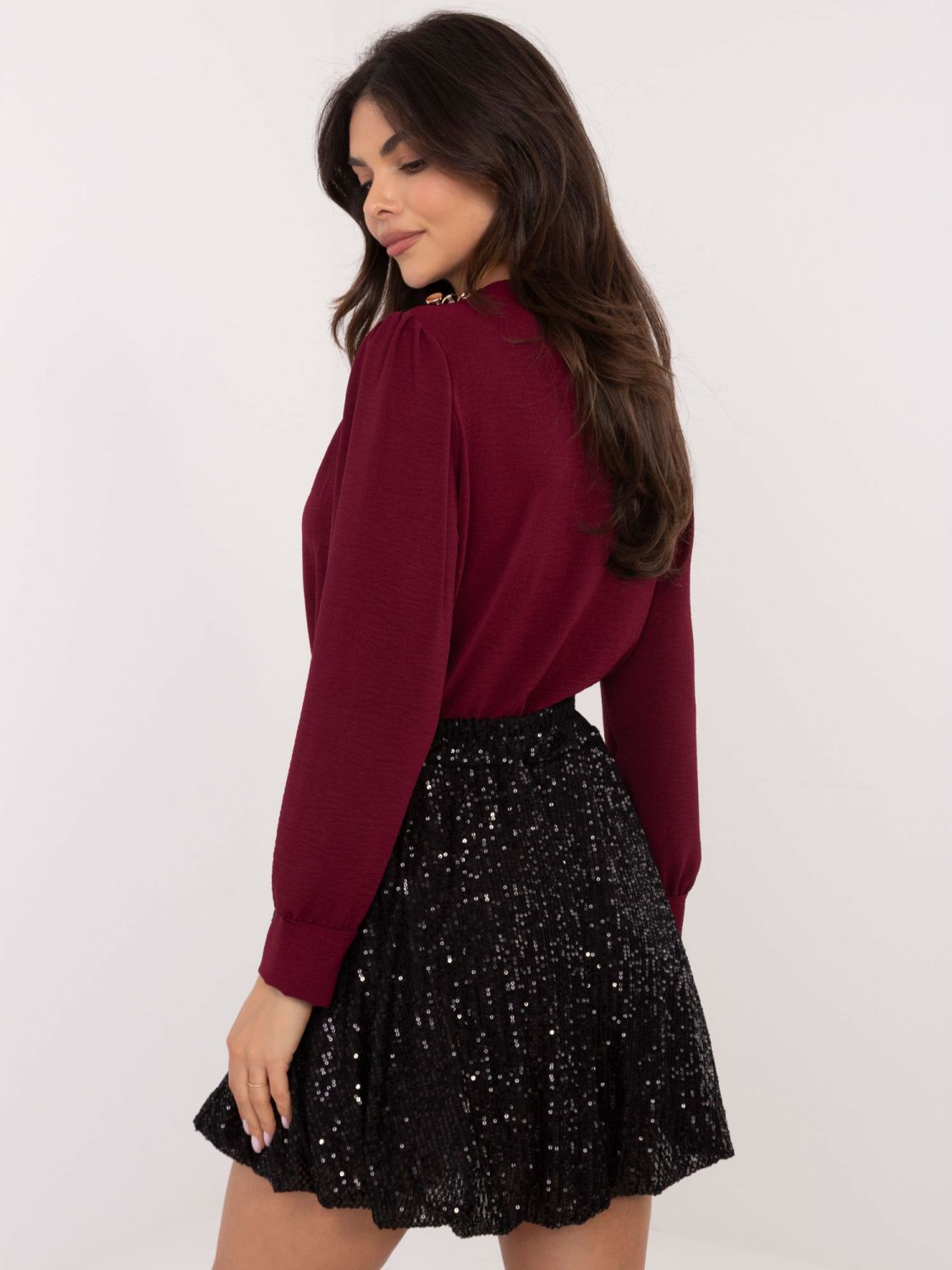 Fustă mini elegantă neagră cu paiete și căptușeală