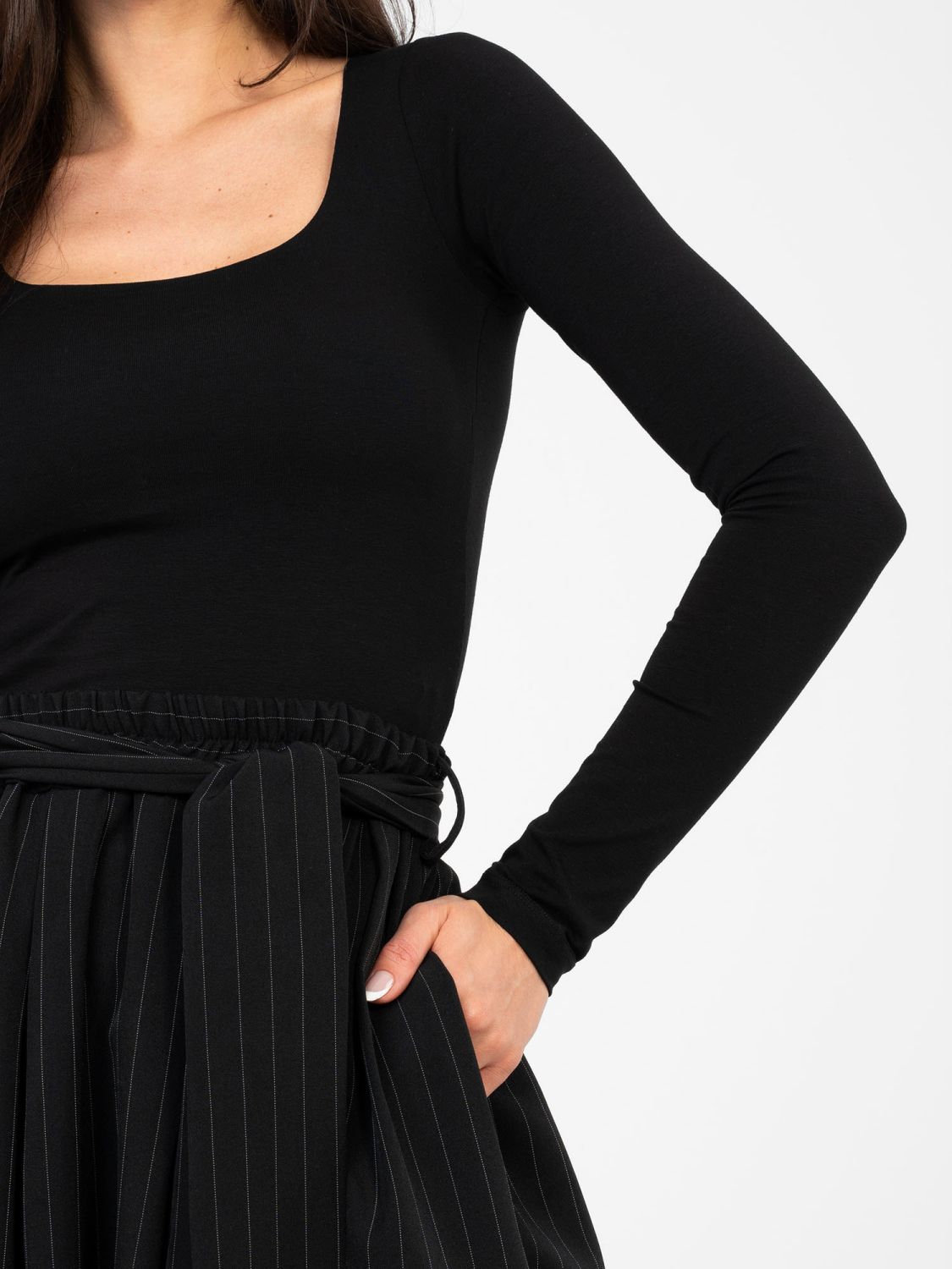 Bluză neagră din bumbac cu mâneci lungi și căptușeală