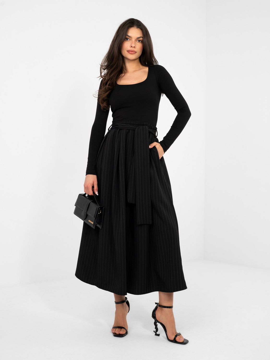 Bluză neagră din bumbac cu mâneci lungi și căptușeală