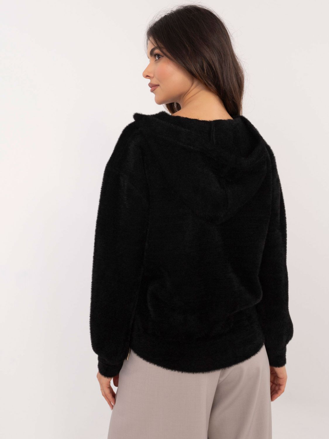 Jachetă elegantă de iarnă neagră cu glugă