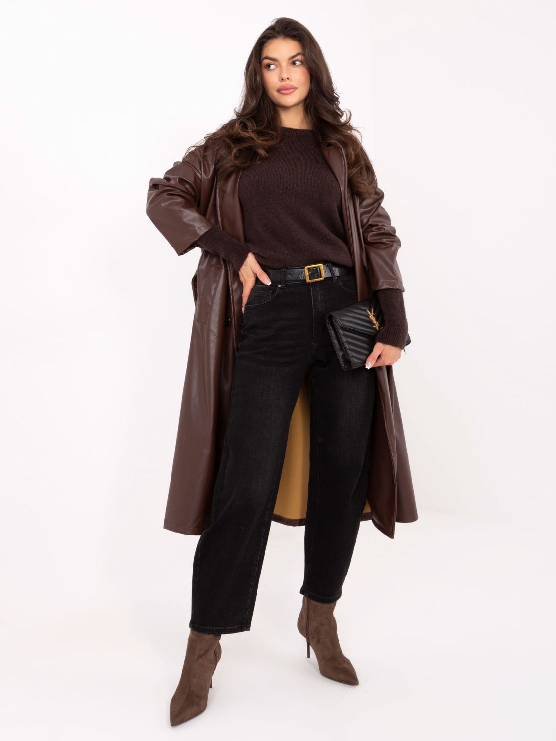 Blugi negri balloon fit cu talie înaltă și curea