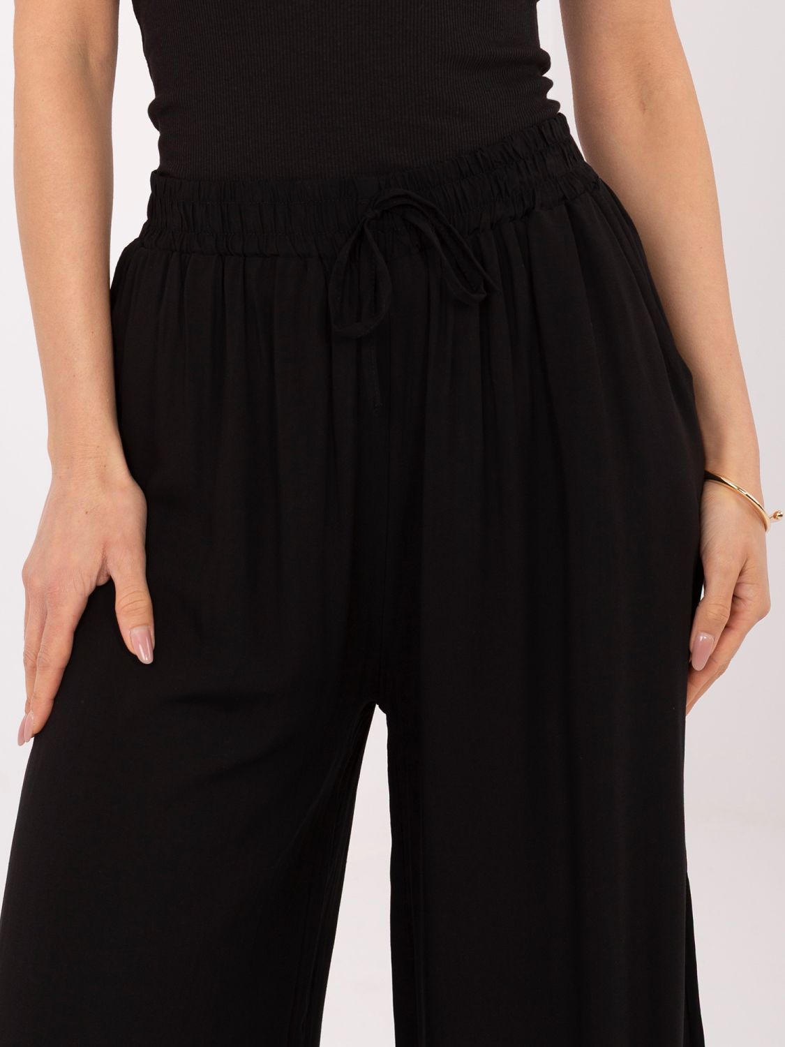 Pantaloni palazzo negri din vâscoză