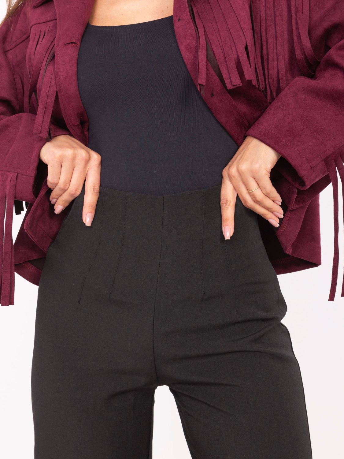 Pantaloni eleganți negri cu talie înaltă