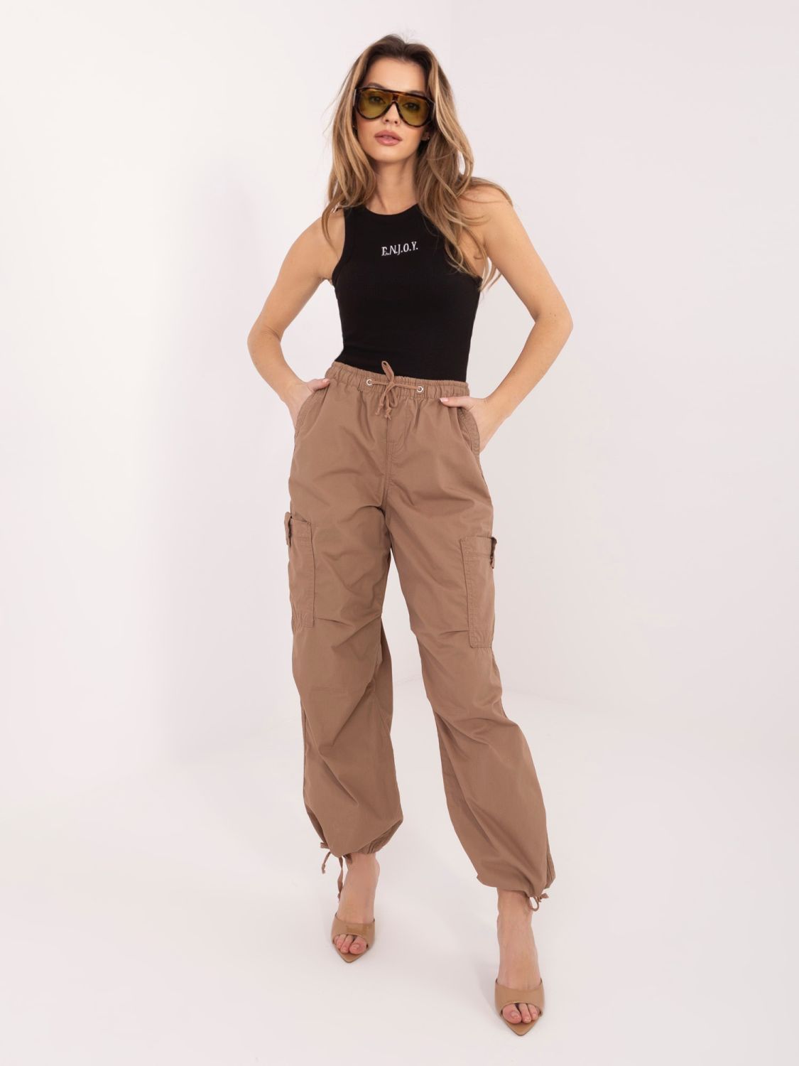 Top negru din bumbac cu broderie și inscripție