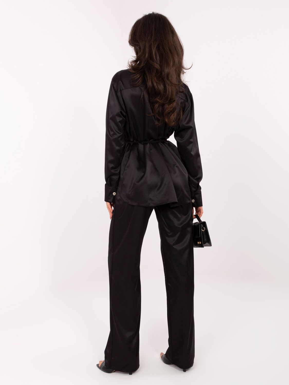 Set elegant negru cu cămașă și pantaloni