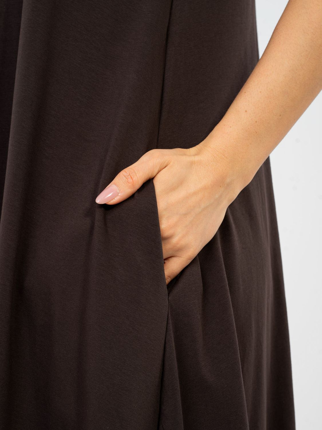 Rochie maxi de vară cu decolteu în V, maro